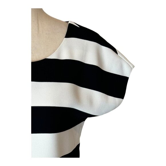 Sam Edelman Shirt Women XS Black White Striped Cropped Sheer Back Zip Blouse - Picture 6 of 12